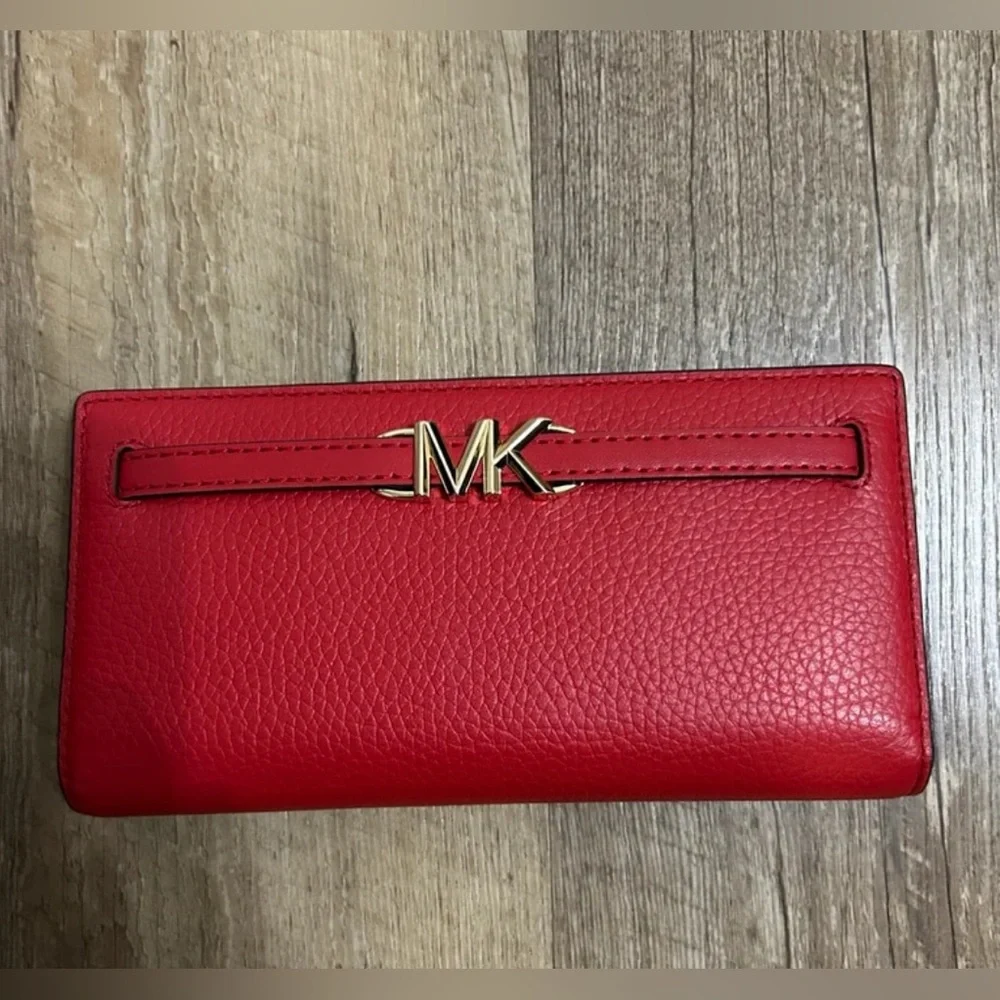 Michael Kors Red Leather Wallet with Gold Logo